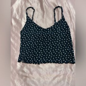 Floral navy blue tank top